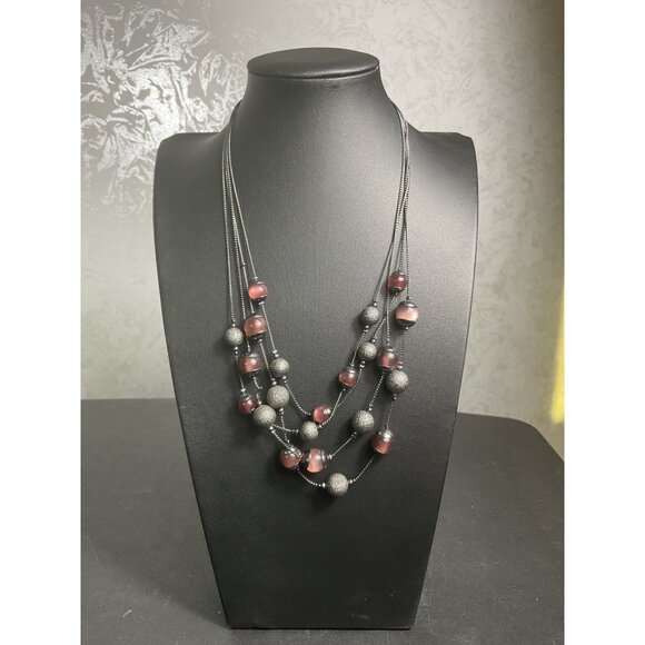 Coldwater Creek Purple Moonglow Multi-Bead Layered Necklace - Picture 1 of 6